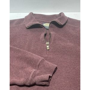 Tommy Bahama 1/4 Zip Sweater Mens Large Red Long Sleeve 100% Cotton‎